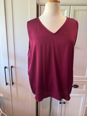 Quince Washable Stretch Silk Tank red wine XL EUC